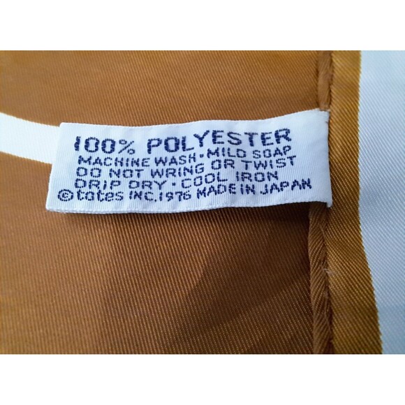 Vintage 1976 Totes Rain Scarf Green Rust White and Gold 27"x27" Groovy Retro - Picture 5 of 6